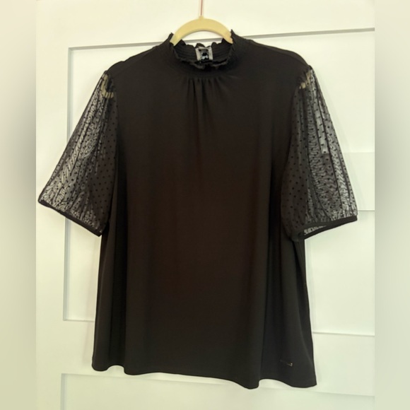 Anne Klein Black Blouse w/ detailed sleeves Size XL - Picture 1 of 6